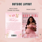 Pink Baby Shower Activity Booklet, Baby Shower Games Bundle Teddy Bear Themed, Magazine Style with photo Printable Party Decor Template