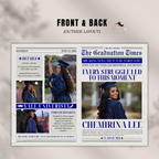 Graduation Newspaper Template with Photo, Class of 2026 Grad Announcement Invite for Him and Her, Editable Canva Blue Newspaper Invitation