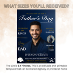 Father’s Day Invitation Magazine Style with Photo, Dad Party Invite, Blue Suit and Tie Brunch or Dinner Invite, Printable Digital Template