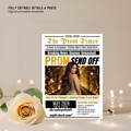 Newspaper Prom Send Off Invitation, Black Gold Prom Queen with photo invite, Teen Girl Prom Night Party Flyer, Digital Printable Template