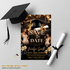 Save The Date Graduation Invitation, High School Grad Announcement Card with photo invite, Class of 2026 Flyer, Digital Printable Template