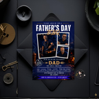 Blue Father’s Day Barbecue Invitation with Photo, Grill Party Invite for Dad, Summer BBQ Cookout Invite, Editable Printable Canva Template
