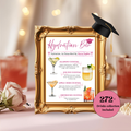 Pink Nurse Graduation Drink Menu Card, RN LPN CNA Cocktail Sign, Signature Drinks Bar Hydration Station, Editable Canva Printable Template