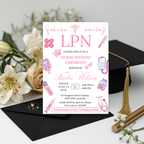 LPN Nurse Graduation Invitation, Pink Pinning Ceremony Party Invite, Nursing Flyer Invite, Editable Canva Printable Template
