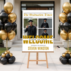 Newspaper Graduation Welcome Party Sign, Boy Senior Grad Announcement Sign with photo, 2026 High School Graduates Sign, Printable Template