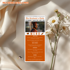Orange Graduation Newspaper Menu with Photo Template, Senior Grad Dinner Party Menu For Him and Her, Class of 2026 Printable Editable Card