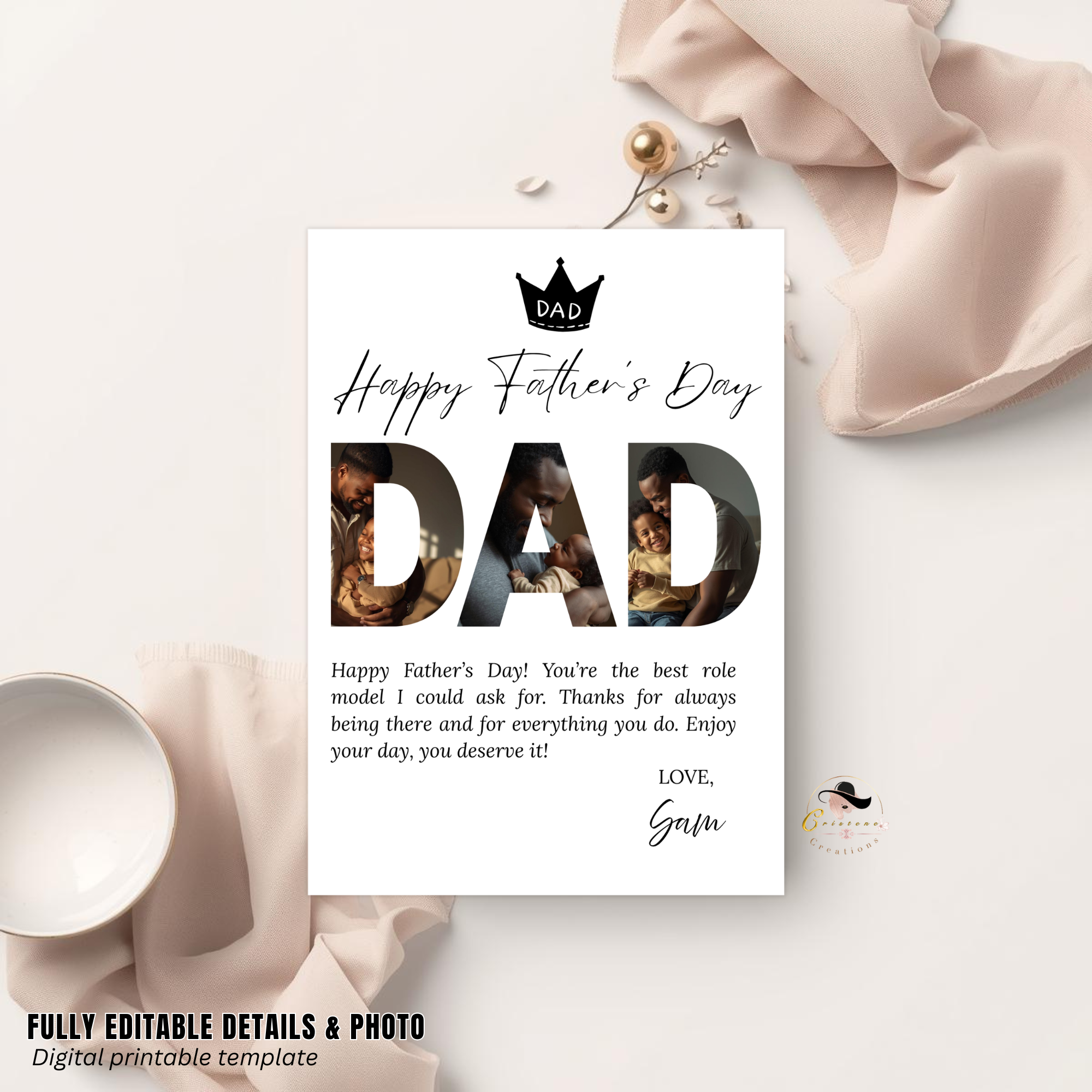 Father’s Day Card Template, DAD Greeting Photo Card, Letter To Daddy, Father Appreciation Card, Printable Digital Download