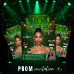Green Prom Send Off Invitation, Prom Queen with photo invite, Girls Prom Night Party Flyer, Senior Junior Prom, Digital Printable Template
