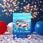 4th of July Pool Party Invitation, Summer BBQ Cookout Invite, USA Independence Day Party, Patriotic Invite, Canva Digital Printable Template