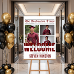 Maroon Newspaper Graduation Welcome Party Sign, Boy Senior Grad Announcement Sign with photo, High School Graduate Sign, Printable Template