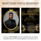 Editable Fathers Day Invitation with Photo, Black Gold Suit and Tie Dad Brunch or Dinner Invite, Canva Printable Digital Template