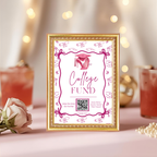 Pink Coquette Graduation Table Signs Bundle, Senior Grad Favor sign, College Fund Sign, Food Sign, Graduates Party Decor Printable Template