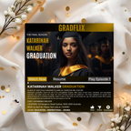 Movie Theme Graduation Invitation with Photo for Him and Her, Black Gold Streaming High School College Grad Party Invite, Printable Template