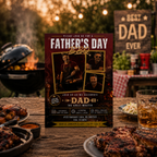 Red Father's Day BBQ Invitation with Photo, Backyard Barbecue Party Invite for Dad Summer Grill Cookout, Editable Digital Printable Template