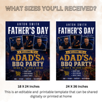 Dad BBQ Party Welcome Sign with Photo, Father’s Day Cookout Poster Sign, Summer Backyard Grill Party Sign, Blue Printable Canva Template