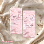 Baby Shower Menu and Program Template, Pink Cloud 9 Baby Shower, Baby Girl Theme, Timeline Schedule, Menu Card Editable Canva Printable
