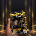 Boy Graduation Announcement 2026 Invitation, Black gold Senior Grad Party with photo invite, Male College High school Graduates Template