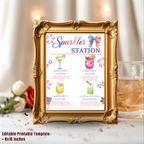4th of July Signature Drinks Bar Menu Sign, Patriotic Red White Blue, Fourth of July Cocktails Sign Printable Canva Template