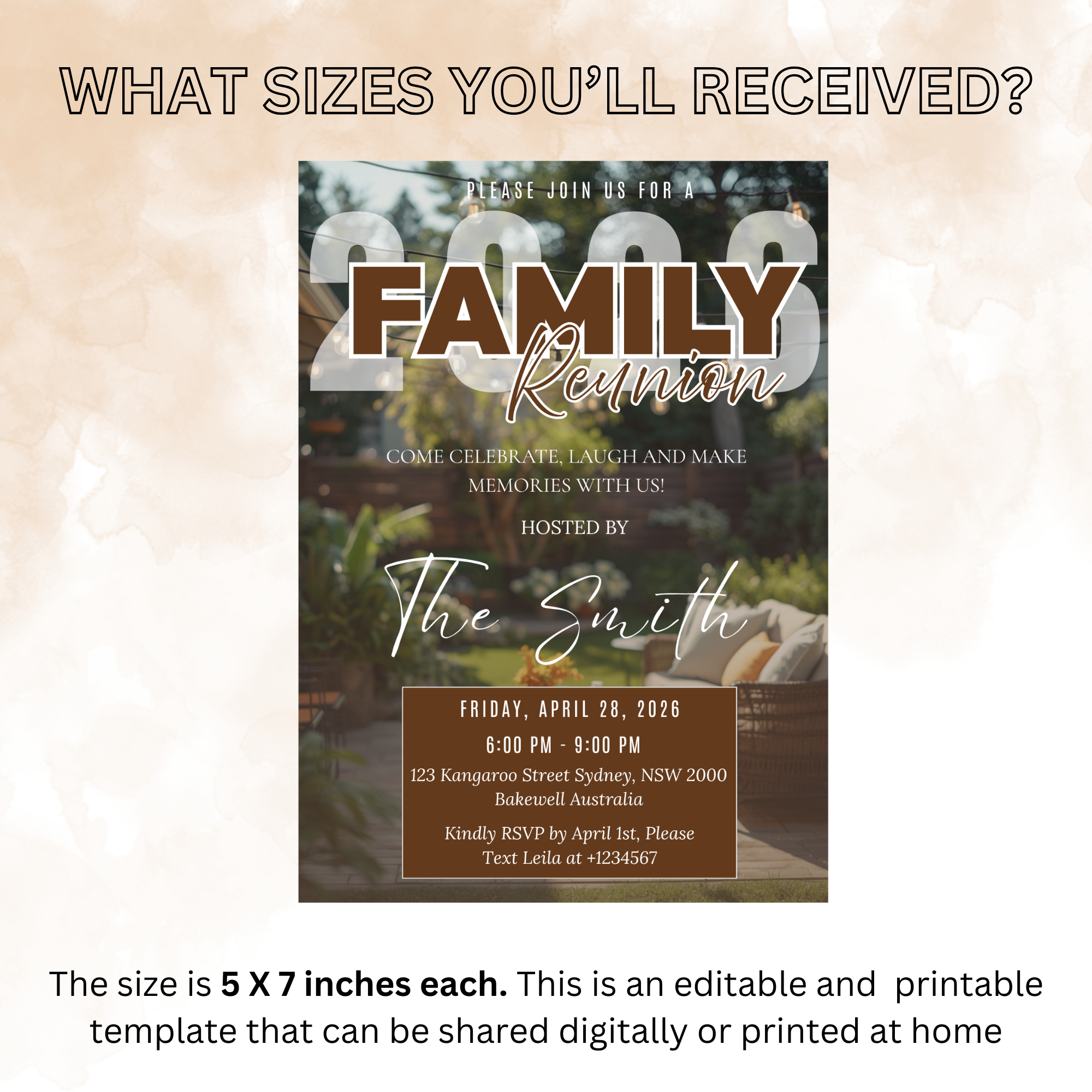 Family Reunion Invitation, Family Gathering Party Celebration Invite, Dinner Brunch Invite, Printable Editable Digital Template