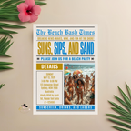 Beach Birthday Party Invitation with Photo, Tropical Summer Celebration Invite, Aloha Luau Invite, Printable Editable Canva Template