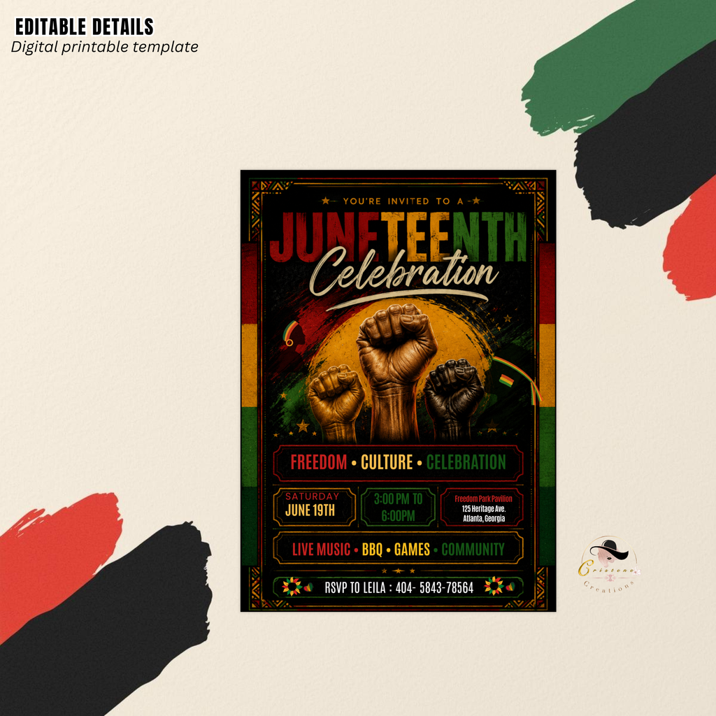 Juneteenth BBQ Cookout Invitation, Black Freedom Day Celebration Party Invite, Emancipation Day, Jubilee Day Invite, Digital Template