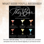 50th Birthday Signature Drink Sign, Editable Bar Menu Template, Fifty and Fabulous Party Drinks For Him and Her, Canva Digital Printable