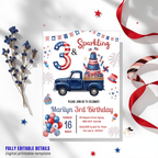 4th of July Birthday Invitation for Kids, Patriotic Pool Party Invite, Fourth of July Invite, Red White Blue Printable Digital Template