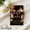 Black Gold Save the Date Invitation, Birthday Party Save Date with Photo, Elegant Dinner Event Invite, Printable Canva Digital Template