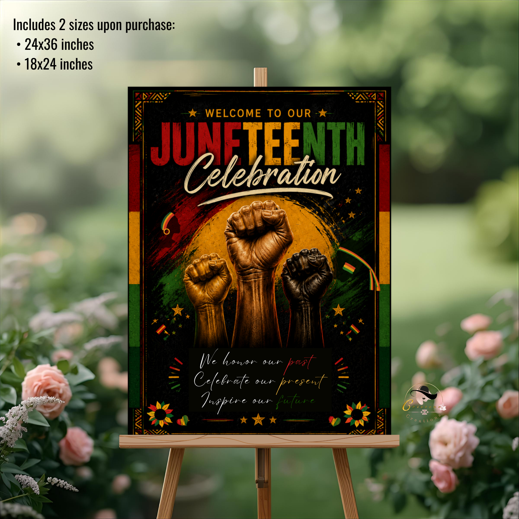Juneteenth Welcome Sign, June 19th Black Freedom Day Party Poster Sign, BBQ Cookout Sign, Emancipation Day Sign, Printable Canva Template