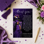 Purple Graduation Thank You Card with Photo, Grad Party Thank You Note for Him and Her, Class of 2026 Appreciation Card, Printable Template