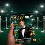 Boy Prom Send Off Party Invitation, Prom King with photo invite, Green Prom Night Flyer Card, High School Prom Digital Printable Template