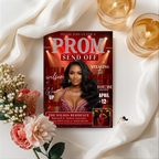 Prom Send Off Party Invitation, Prom Queen with photo invite, Girls Prom Night Flyer, Red Carpet Magazine Style Digital Printable Template