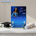 Blue Graduation Announcement Invitation, She Did It invite, Senior Grad Party with photo invite, Class of 2026, Digital Printable Template