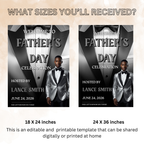 Black Silver Fathers Day Welcome Sign with Photo, Tuxedo Gentleman Party Sign, Birthday Retirement Sign, Dad Poster Sign, Printable Template