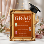 Orange Graduation Drink Menu Sign, Signature Drinks Bar Menu, Senior Grad Party Soda Bar Menu for High School College, Printable Template