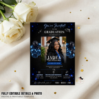 Graduation Invitation with Photo, Class of 2026 Grad Party Invite for Him and Her, High School College, Blue Editable Printable Template