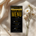 Black Gold Graduation Newspaper Menu, Class of 2026 Dinner Brunch Menu Template, Printable for Him and Her High School College Menu Card
