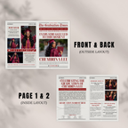 Graduation Newspaper Template with Photo, Class of 2026 Grad Announcement for Him and Her, Maroon Red Editable Canva Printable Invitation