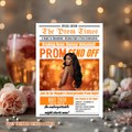 Newspaper Prom Send Off Invitation, Prom Queen with photo invite, Teen Girl Prom Night Party Flyer, Orange Prom, Digital Printable Template