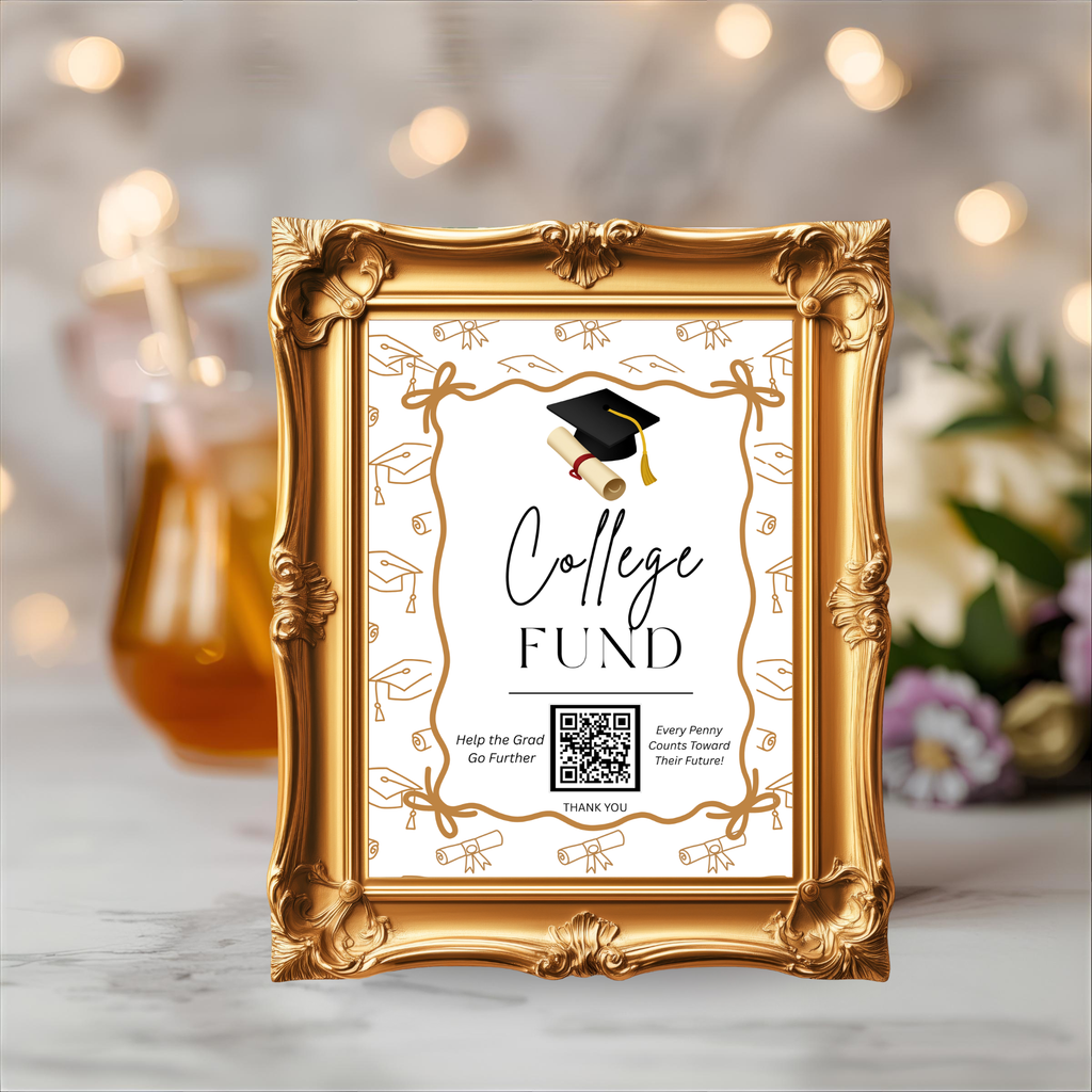 White Gold Coquette Graduation Table Signs Bundle, Senior Grad Favor sign, College Fund Sign, Woman Graduates Party Decor Printable Template