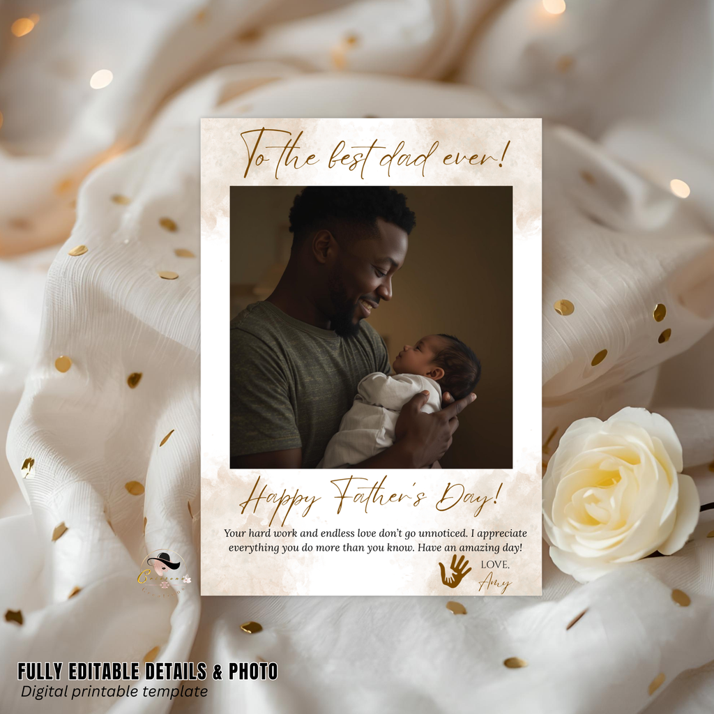 Fathers Day Greeting Card, DAD with photo card, Daddy Card, Letter To Dad, Father Thank You Card Custom Printable Template