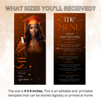 Orange Graduation Menu Template with Photo, Class of 2026 Grad Dinner Brunch Menu Card for High School College, Canva Printable