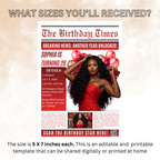 Red Newspaper Birthday Invitation with Photo, Birthday Dinner & Brunch Party Invite for Him Her, Adult Celebration Editable Canva Template