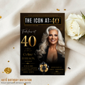 40th Birthday Invitation for Man and Woman, 40 and Fabulous, Elegant Birthday Dinner Invite, Photo Invitation Card Template, Editable Canva