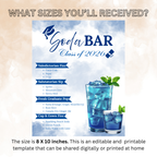 Graduation Soda Bar Menu, Editable Custom Soda Sign Template, Graduation Party Decor, Class of 2026 Grad Drink Station, Printable Template