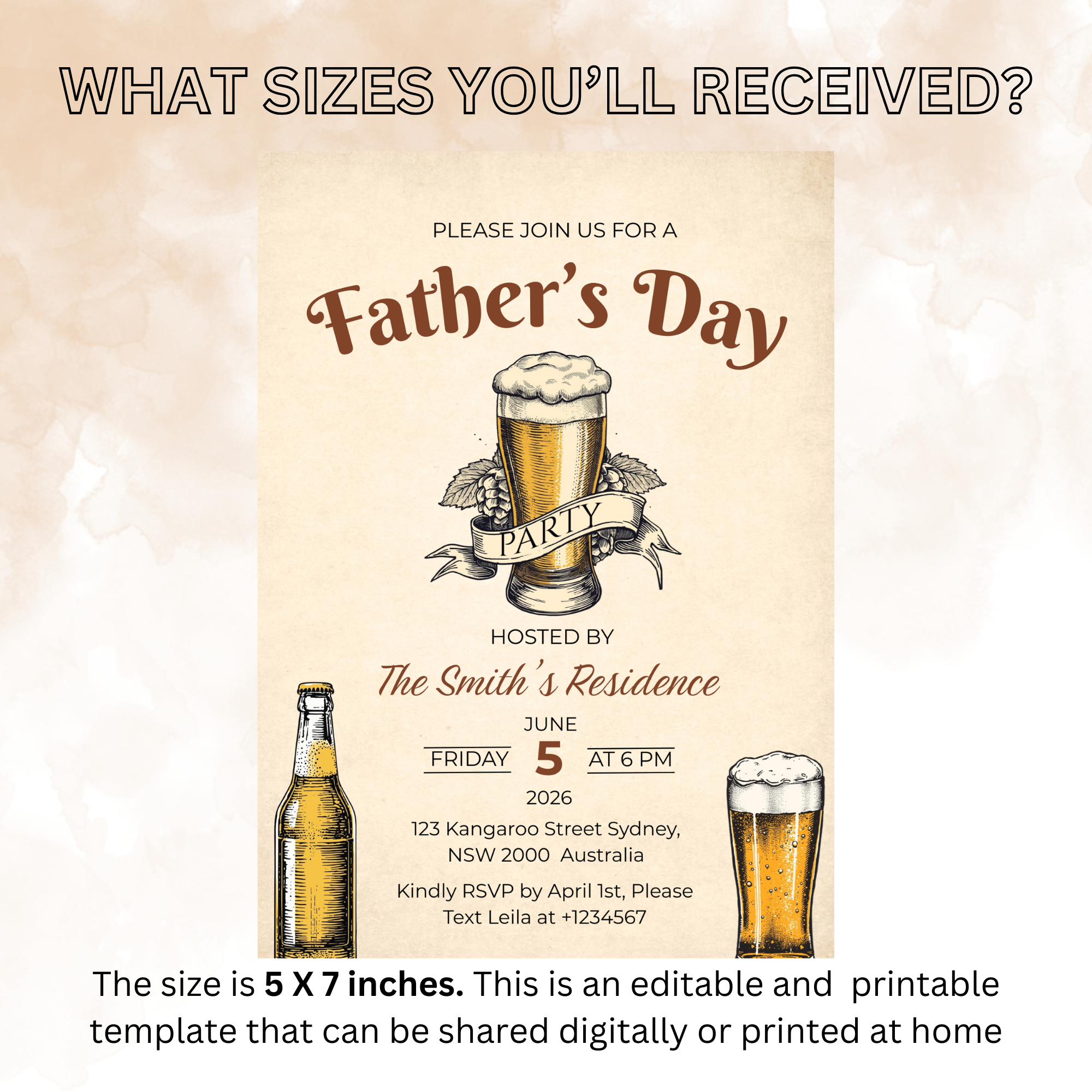 Fathers Day Invitation, Dad Beer Party Invite, Father's Day Whiskey Celebration, Dad Flyer Card, Digital Printable Template