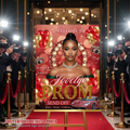 Red Gold Prom Send Off Welcome Party Sign, Prom Queen Poster Sign with photo, Entrance Party Board Sign, Glam Hollywood Printable Template