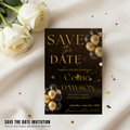 Black Gold Save the Date Invitation, Birthday Party Save Date invite, Retirement Event Card, Elegant Printable Canva Digital Template