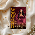 Graduation Invitation with Photo, College High School Senior Grad Party Announcement, Burgundy Gold Printable Editable Digital Template