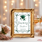 Green Coquette Graduation Table Signs Bundle, Senior Grad Favor sign, College Fund Sign, Food Sign, Graduates Party Decor Printable Template
